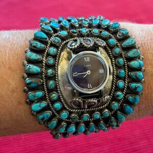 VINTAGE NAVAJO Signed Native American J.M. BEGAY Turquoise Cuff